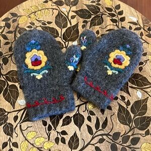 Beautiful boiled wool embroidered mittens